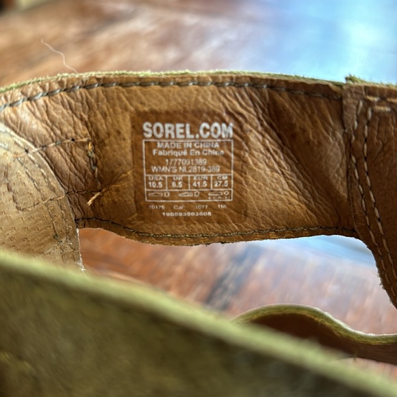 Sorel Joanie lace wedge sandal in olive green, size 10.5 - Picture 6 of 7